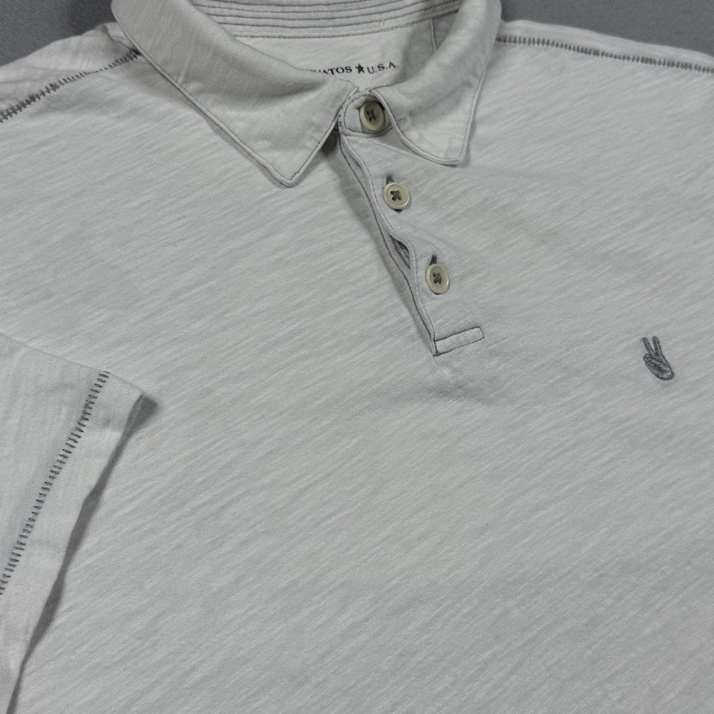 John Varvatos USA Mens Peace Sign Slub Cotton Polo Shirt Grey Size M